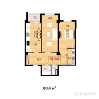 ЖК Dream Palace — 2-ком 80,4 м² (null)