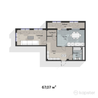 ЖК Family Home — 1-ком 67.1 м² (от 12,743,400 тг)