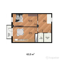 ЖК Shevchenco — 1-ком 63.5 м² (от 31,750,000 тг)