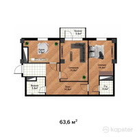 ЖК Shevchenco — 2-ком 63.6 м² (от 31,800,000 тг)