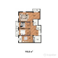 ЖК Shevchenco — 4-ком 119.8 м² (от 59,900,000 тг)