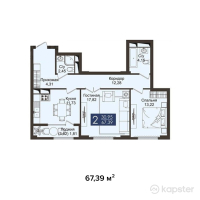 ЖК JM Towers — 2-ком 67.4 м² (от 38,412,300 тг)