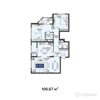 ЖК JM Towers — 3-ком 106.7 м² (от 60,801,900 тг)