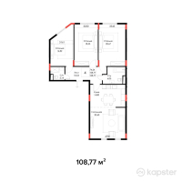 ЖК Brooklyn — 4-ком 108.8 м² (от 57,104,250 тг)