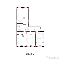 ЖК Brooklyn — 3-ком 109.2 м² (от 57,319,500 тг)