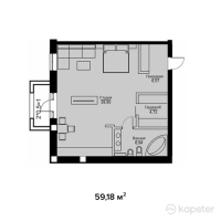 ЖК Французский квартал — 1-ком 59.2 м² (от 26,631,000 тг)