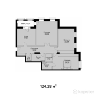 ЖК Французский квартал — 3-ком 124.3 м² (от 55,926,000 тг)