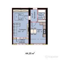 ЖК Arnau — 1-ком 44.3 м² (от 11,062,600 тг)