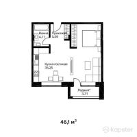 ЖК Английский квартал — 1-ком 46.1 м² (от 18,440,000 тг)