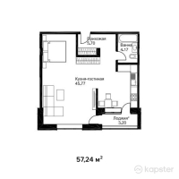 ЖК Английский квартал — 1-ком 57.2 м² (от 22,896,000 тг)