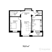 ЖК Английский квартал — 2-ком 70.1 м² (от 28,044,000 тг)