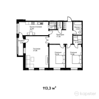 ЖК Английский квартал — 3-ком 113.3 м² (от 45,320,000 тг)