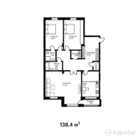 ЖК Английский квартал — 3-ком 138.4 м² (от 55,360,000 тг)