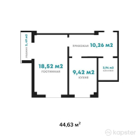 ЖК Baisanat Residence — 1-ком 44,6 м² (null)