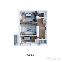 ЖК Riverside Residents — 2-ком 86.5 м² (от 33,735,000 тг)