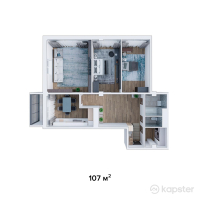 ЖК Riverside Residents — 3-ком 107 м² (от 41,730,000 тг)