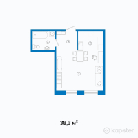 ЖК Алаш Орда — 1-ком 38.3 м² (от 9,575,000 тг)