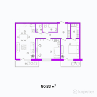 ЖК Алаш Орда — 2-ком 80.8 м² (от 22,430,350 тг)