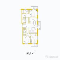 ЖК Алаш Орда — 3-ком 120.6 м² (от 33,466,500 тг)