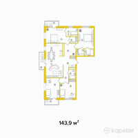 ЖК Алаш Орда — 4-ком 143.9 м² (от 39,932,300 тг)