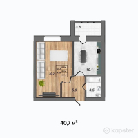 ЖК Алем 2 — 1-ком 40,7 м² (null)