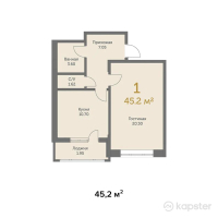 ЖК Green Park — 1-ком 45.2 м² (от 18,306,000 тг)