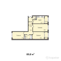 ЖК Sultan Beybarys — 3-ком 89.8 м² (от 37,716,000 тг)