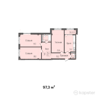 ЖК Sultan Beybarys — 3-ком 97.3 м² (от 40,866,000 тг)