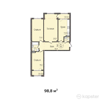 ЖК Sultan Beybarys — 3-ком 98.8 м² (от 41,496,000 тг)