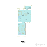 ЖК Sunqar — 2-ком 74.1 м² (от 18,525,000 тг)