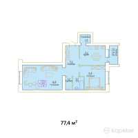 ЖК Sunqar — 2-ком 77.4 м² (от 19,350,000 тг)