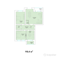 ЖК Sunqar — 3-ком 119.4 м² (от 29,850,000 тг)