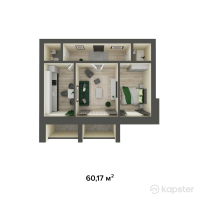 ЖК Коктем — 2-ком 60.2 м² (от 15,644,300 тг)