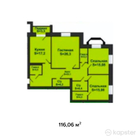 ЖК Green Park 2 — 3-ком 116.1 м² (от 25,533,500 тг)