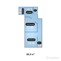 ЖК Ак Желкен — 2-ком 86.9 м² (от 21,725,000 тг)