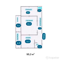 ЖК Ак Желкен — 2-ком 95.3 м² (от 23,825,000 тг)