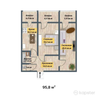 ЖК Ак Желкен — 2-ком 95.8 м² (от 23,950,000 тг)