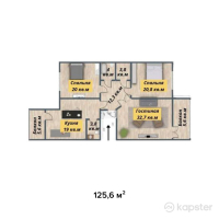 ЖК Ак Желкен — 3-ком 125.6 м² (от 31,400,000 тг)