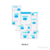 ЖК Ак Желкен — 4-ком 151.8 м² (от 37,950,000 тг)