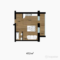 ЖК Zura — 1-ком 47.3 м² (от 13,717,000 тг)