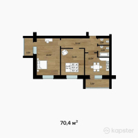 ЖК Zura — 2-ком 70.4 м² (от 20,416,000 тг)