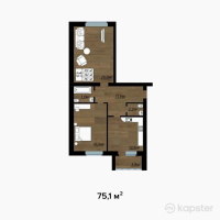 ЖК Zura — 2-ком 75.1 м² (от 21,779,000 тг)