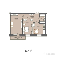 ЖК Satti City — 2-ком 52.4 м² (от 16,768,000 тг)