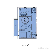 ЖК Чистое небо — 2-ком 91.5 м² (от 43,005,000 тг)