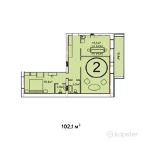 ЖК Чистое небо — 2-ком 102.1 м² (от 47,987,000 тг)