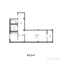 ЖК Айымжан — 1-ком 53.3 м² (от 19,721,000 тг)