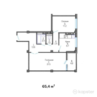 ЖК Айымжан — 2-ком 65.4 м² (от 24,198,000 тг)