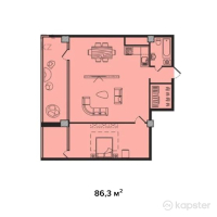 ЖК Эксклюзив — 2-ком 86.3 м² (от 43,150,000 тг)