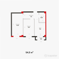 ЖК Renesans — 2-ком 54.5 м² (от 19,620,000 тг)