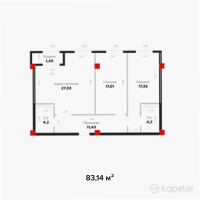 ЖК Renesans — 3-ком 83.1 м² (от 29,930,400 тг)